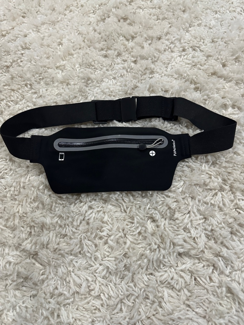 PURATHLETICS Black Running Waist Pack with Reflective Zip NWOT